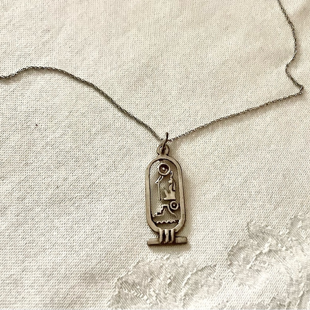 Sterling Silver cartouche Necklace
With hieroglyphics.​